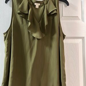 J. Crew Ruffled Olive Blouse